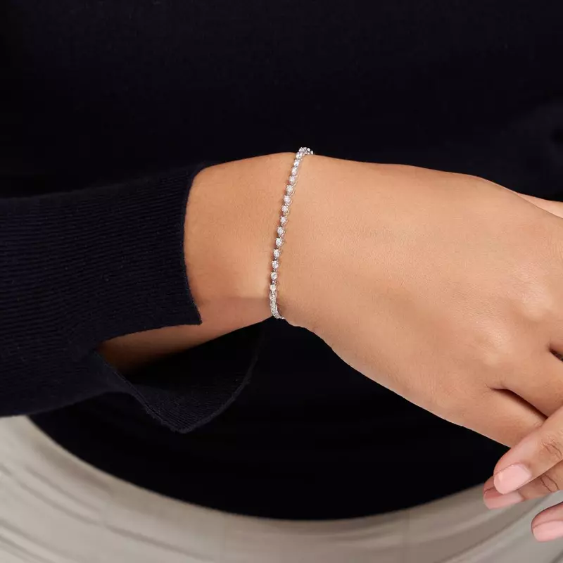 14K White Gold Three-Prong Lab Diamond Tennis Bracelet (1 ct. tw.)
