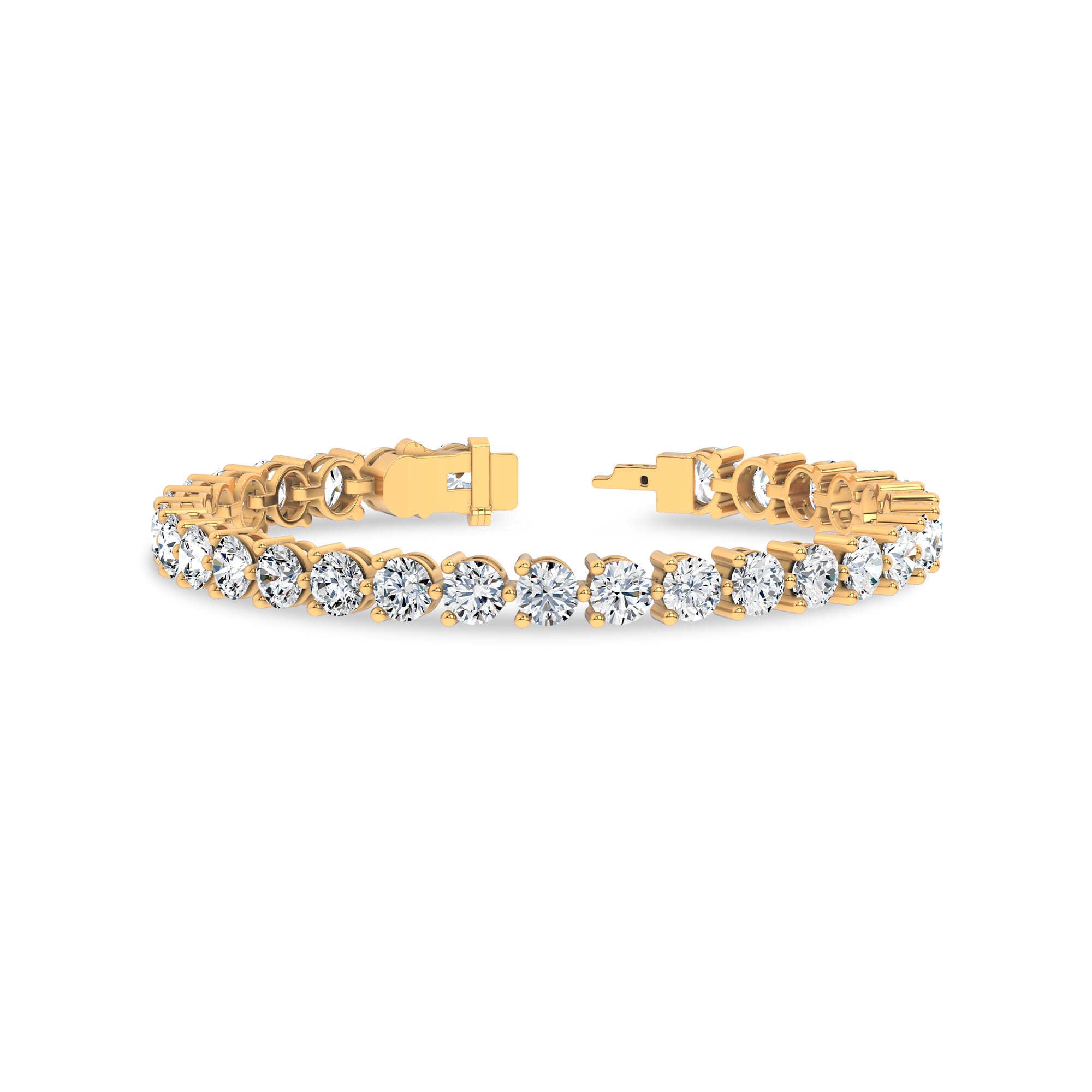 14K Yellow Gold Three-Prong Lab Diamond Tennis Bracelet (12 ct. tw.) - 7.5 In.