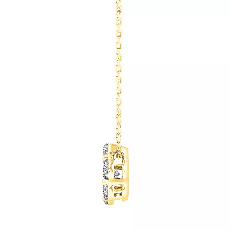 14K Yellow Gold Floral Lab Diamond Cluster Pendant (1 ct. tw.)