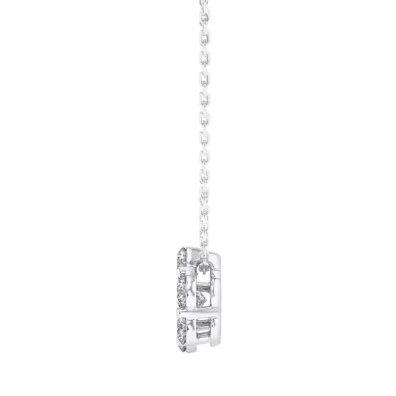 Floral Lab Diamond Cluster Silver Pendant (1 ct. tw.)