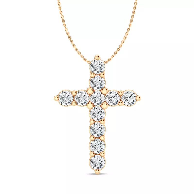 14K Yellow Gold Classic Shared Prong Lab Diamond Cross Pendant (2 ct. tw.)