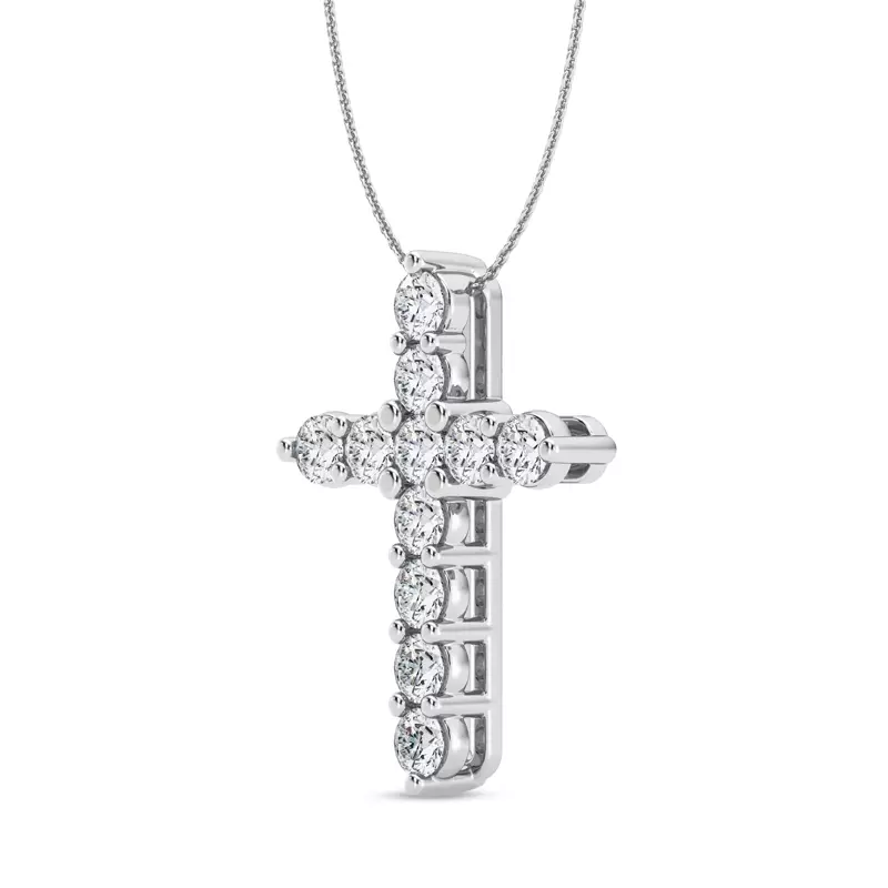 Platinum Classic Shared Prong Lab Diamond Cross Pendant (2 ct. tw.)