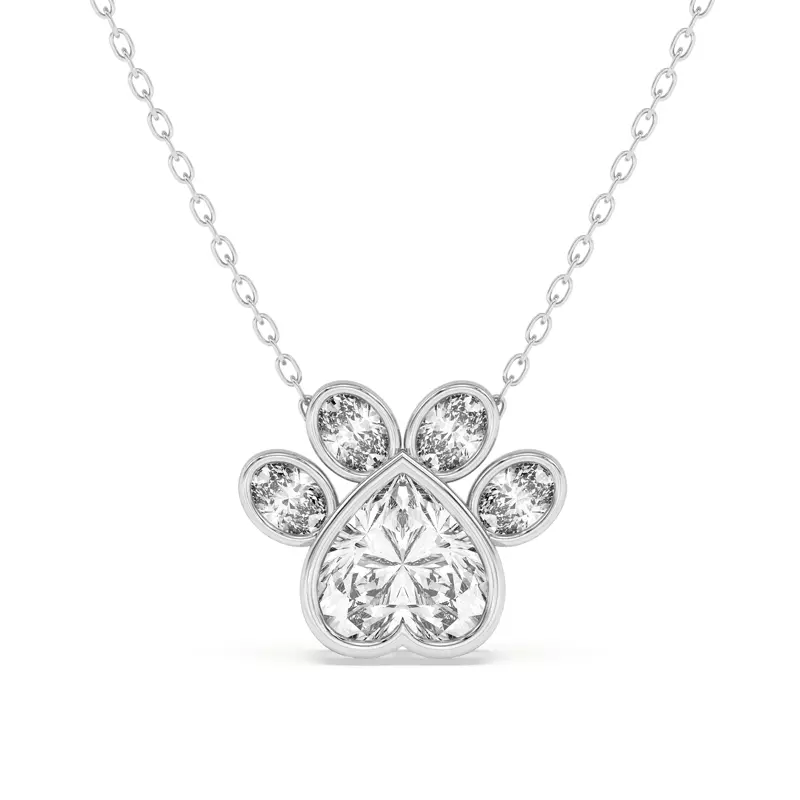 14K White Gold Bella Paw Lab Pendant (1 ct. tw.)