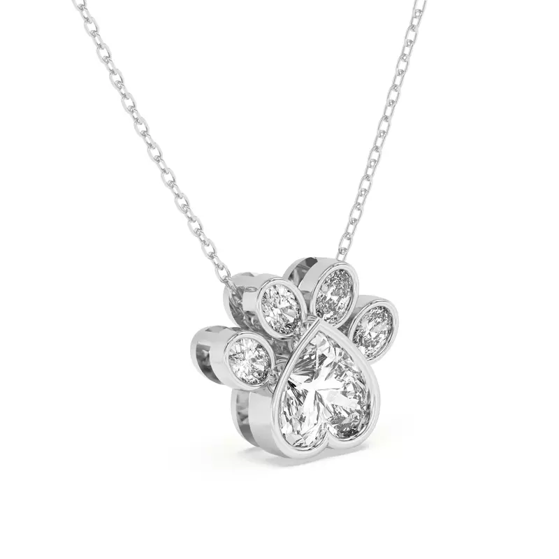 14K White Gold Bella Paw Lab Pendant (1 ct. tw.)