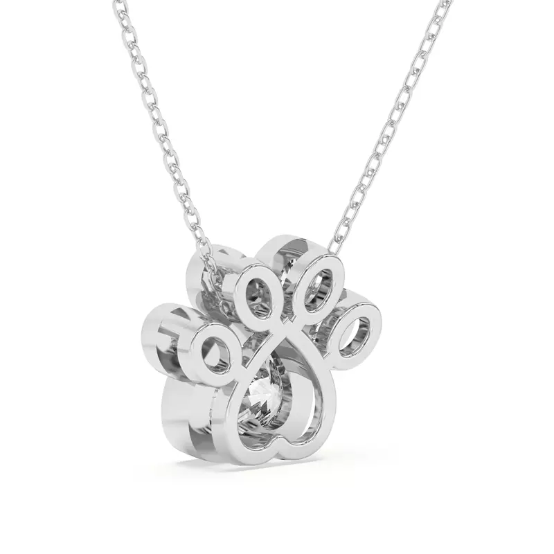 14K White Gold Bella Paw Lab Pendant (1 ct. tw.)