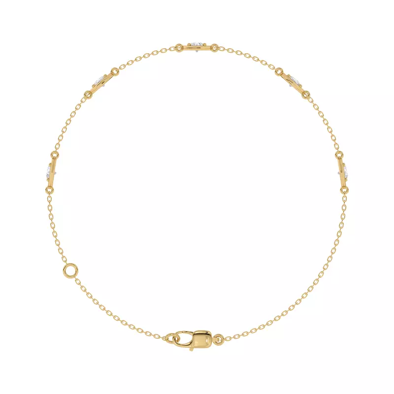 14K Yellow Gold Heart Embrace Lab Diamond Five-Station Bracelet