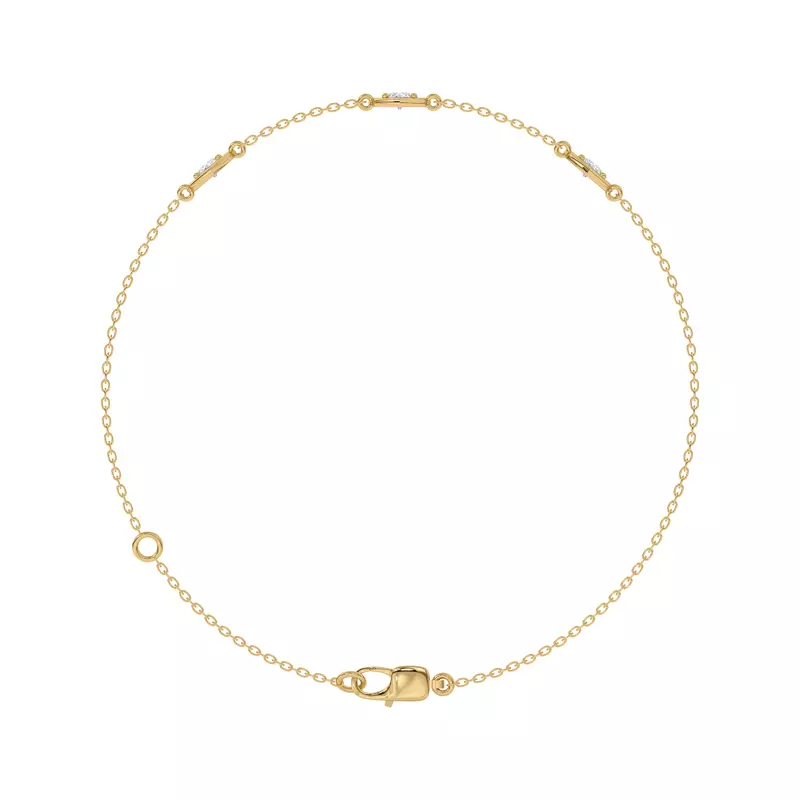 14K Yellow Gold Heart Embrace Lab Diamond Three-Station Bracelet