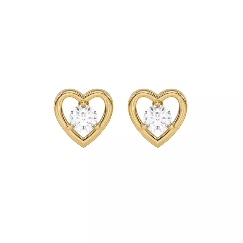 14K Yellow Gold Heart Embrace Lab Diamond Stud Earrings (1/4 ct. tw.)