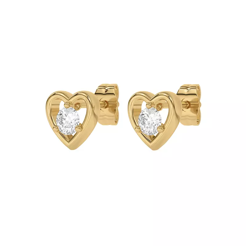 14K Yellow Gold Heart Embrace Lab Diamond Stud Earrings (1/4 ct. tw.)