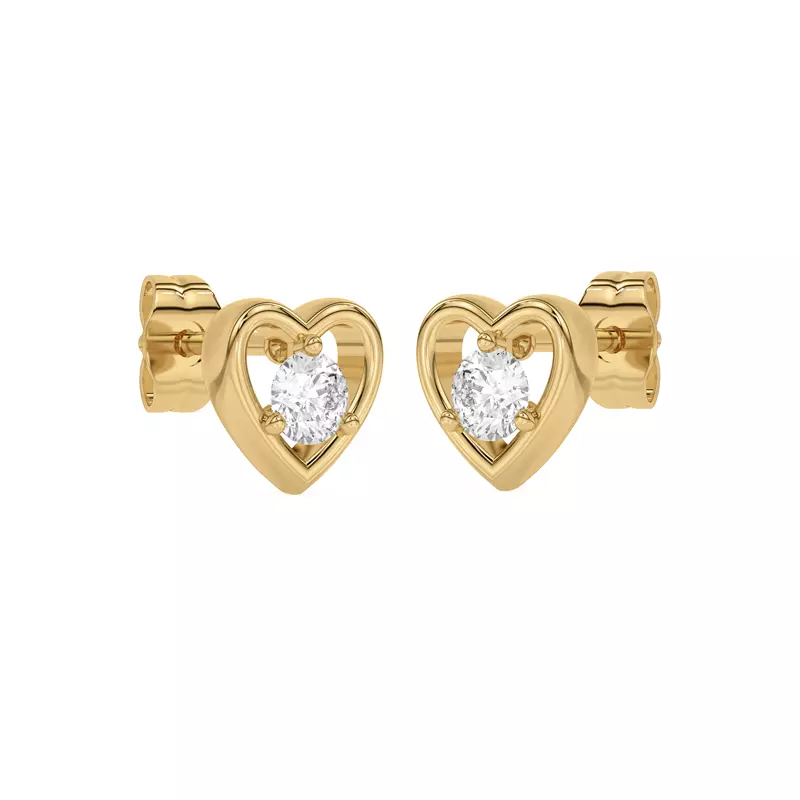 14K Yellow Gold Heart Embrace Lab Diamond Stud Earrings (1/4 ct. tw.)