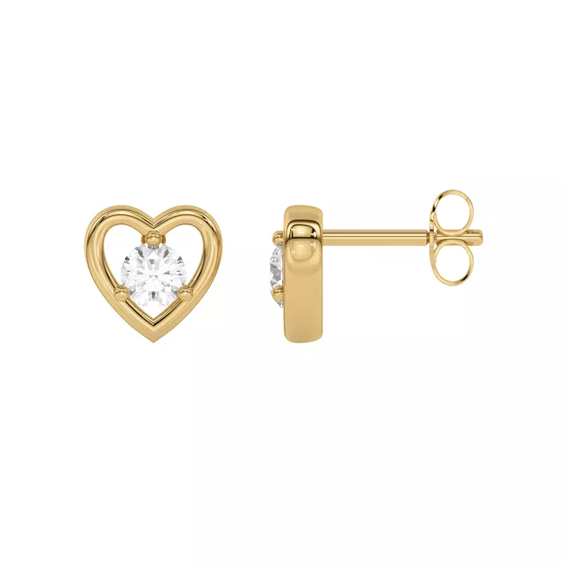 14K Yellow Gold Heart Embrace Lab Diamond Stud Earrings (1/4 ct. tw.)