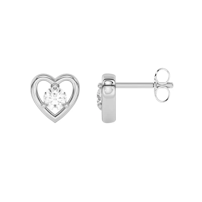 Platinum Heart Embrace Lab Diamond Stud Earrings (1/4 ct. tw.)