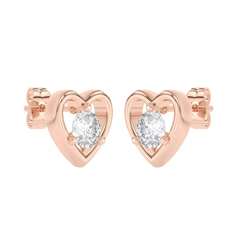 14K Rose Gold Heart Embrace Lab Diamond Stud Earrings (1/2 ct. tw.)