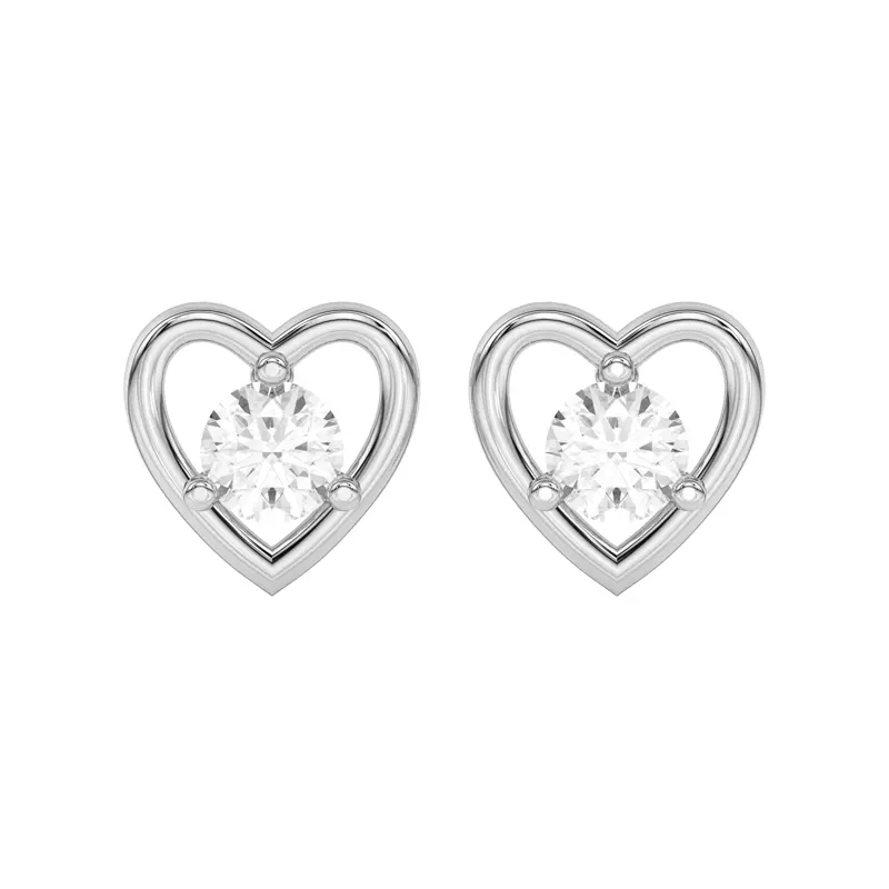 14K White Gold Heart Embrace Lab Diamond Stud Earrings (1/2 ct. tw.)