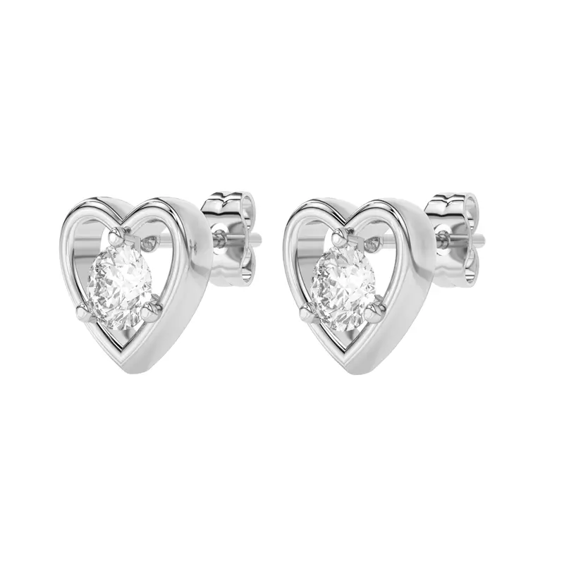 14K White Gold Heart Embrace Lab Diamond Stud Earrings (1/2 ct. tw.)