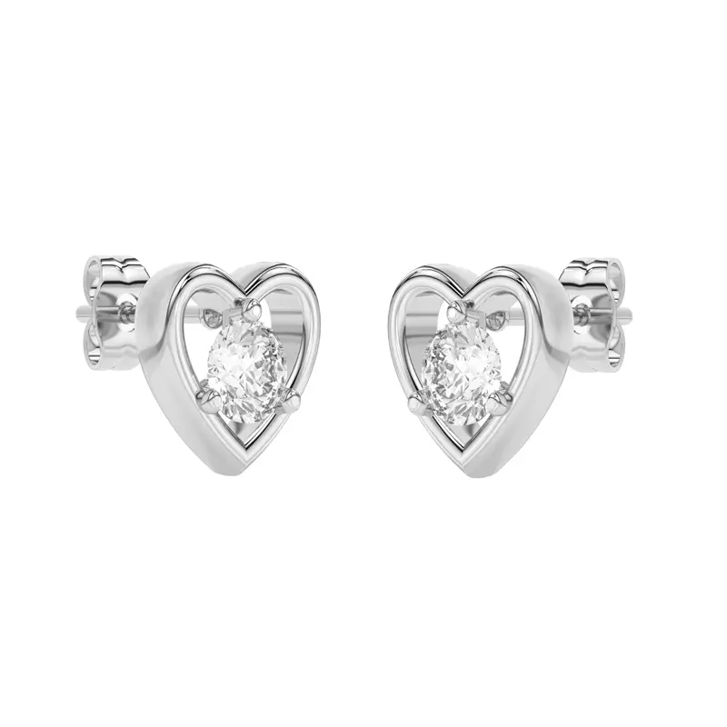 14K White Gold Heart Embrace Lab Diamond Stud Earrings (1/2 ct. tw.)
