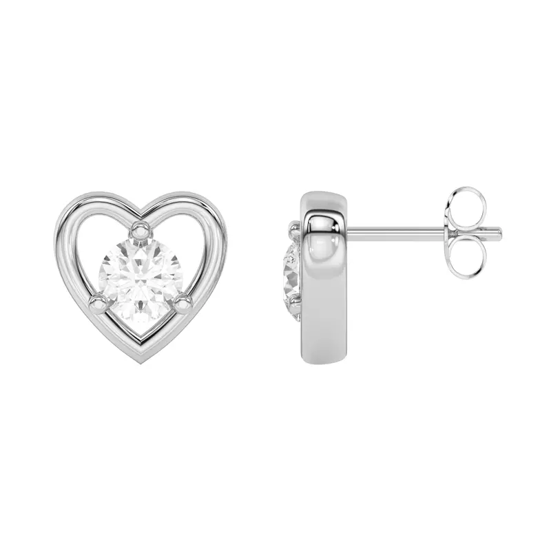 14K White Gold Heart Embrace Lab Diamond Stud Earrings (1/2 ct. tw.)