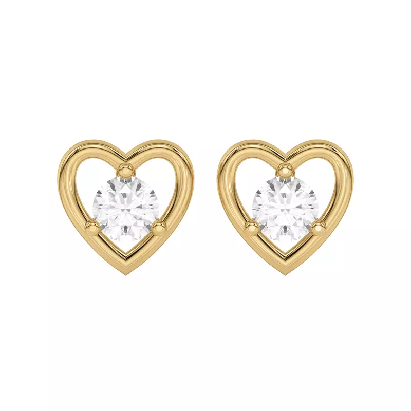 14K Yellow Gold Heart Embrace Lab Diamond Stud Earrings (1/2 ct. tw.)