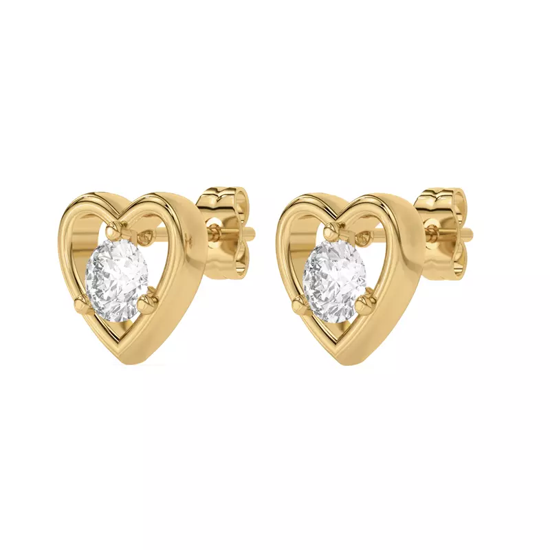 14K Yellow Gold Heart Embrace Lab Diamond Stud Earrings (1/2 ct. tw.)