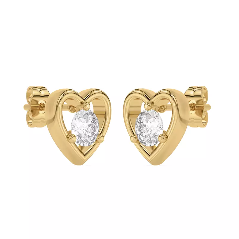 14K Yellow Gold Heart Embrace Lab Diamond Stud Earrings (1/2 ct. tw.)