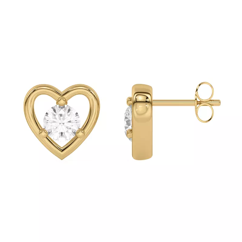 14K Yellow Gold Heart Embrace Lab Diamond Stud Earrings (1/2 ct. tw.)
