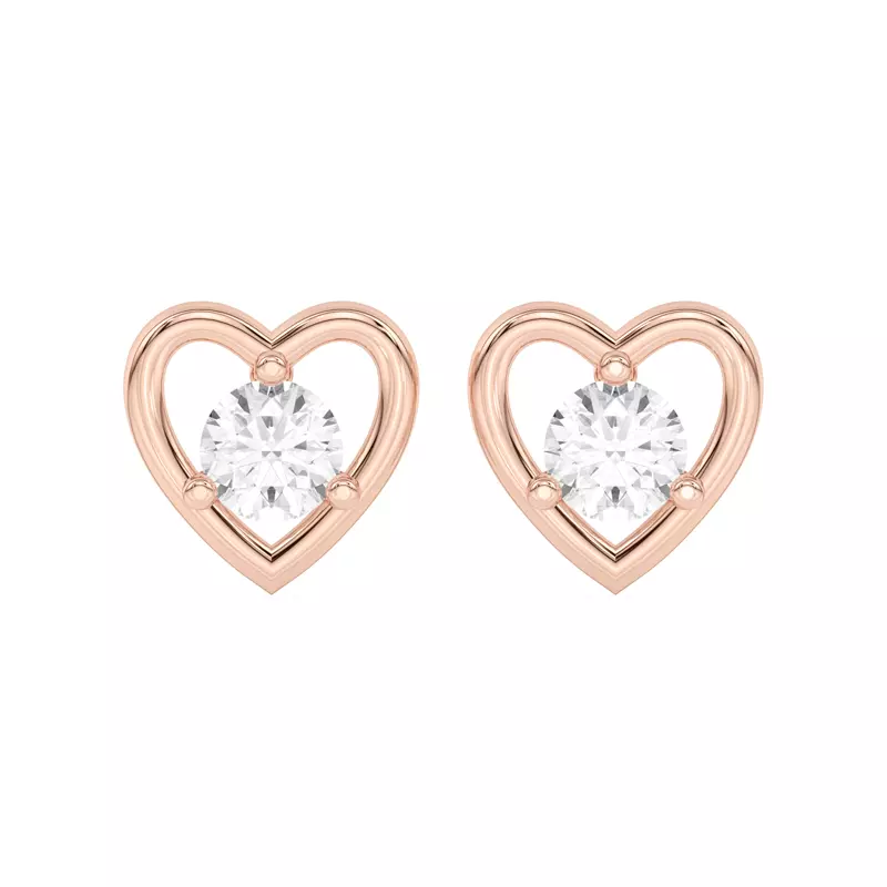 18K Rose Gold Heart Embrace Lab Diamond Stud Earrings (1/2 ct. tw.)