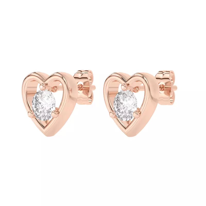 18K Rose Gold Heart Embrace Lab Diamond Stud Earrings (1/2 ct. tw.)
