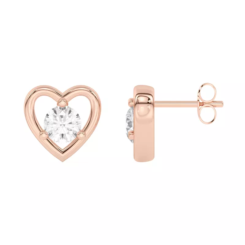 18K Rose Gold Heart Embrace Lab Diamond Stud Earrings (1/2 ct. tw.)