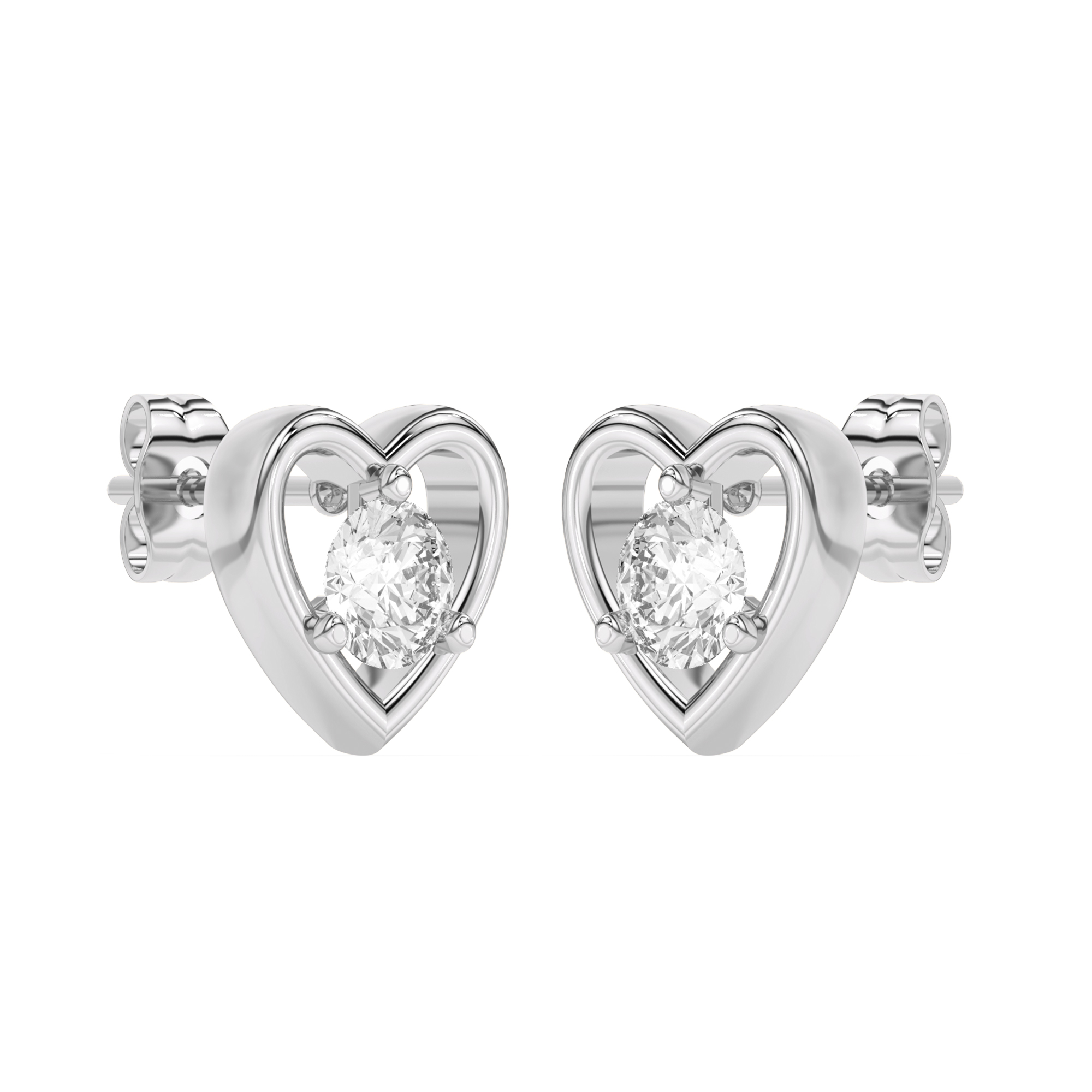 Platinum Heart Embrace Lab Diamond Stud Earrings (1/2 ct. tw.)