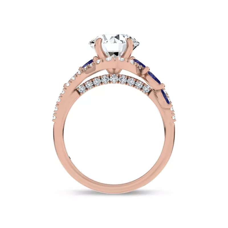14K Rose Gold Envol Sapphire Accented Lab Engagement Ring by Christian Siriano