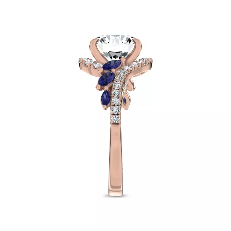 14K Rose Gold Envol Sapphire Accented Lab Engagement Ring by Christian Siriano
