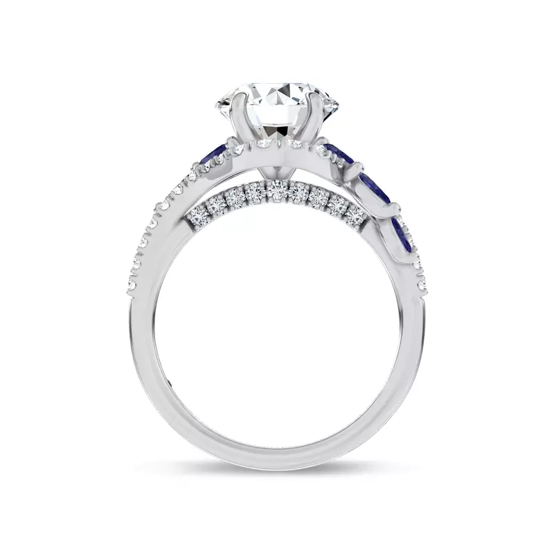 14K White Gold Envol Sapphire Accented Lab Engagement Ring by Christian Siriano