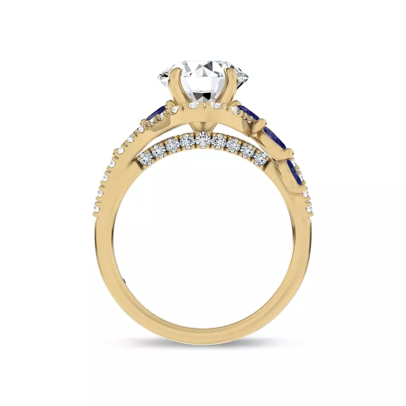 14K Yellow Gold Envol Sapphire Accented Lab Engagement Ring by Christian Siriano