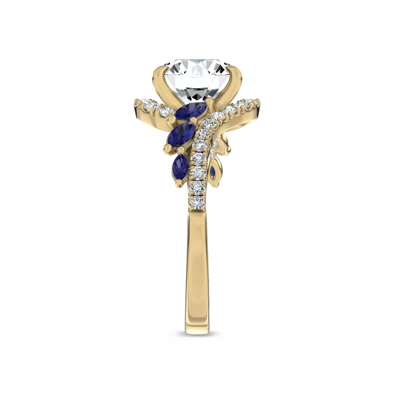 14K Yellow Gold Envol Sapphire Accented Lab Engagement Ring by Christian Siriano