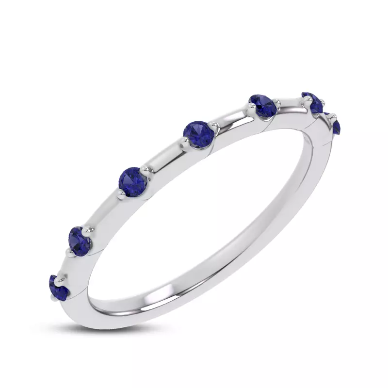 Platinum Starlight Spaced Blue Sapphire Band