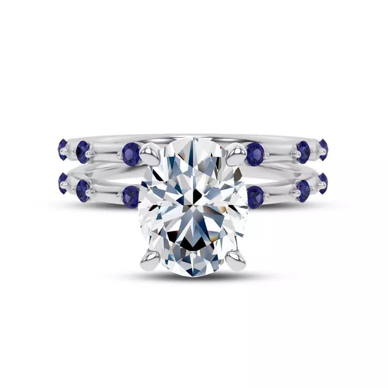 Platinum Starlight Spaced Blue Sapphire Band