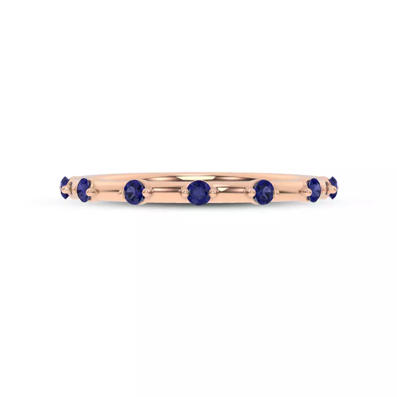 14K Rose Gold Starlight Spaced Blue Sapphire Band