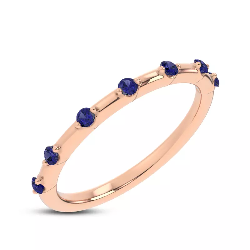 14K Rose Gold Starlight Spaced Blue Sapphire Band