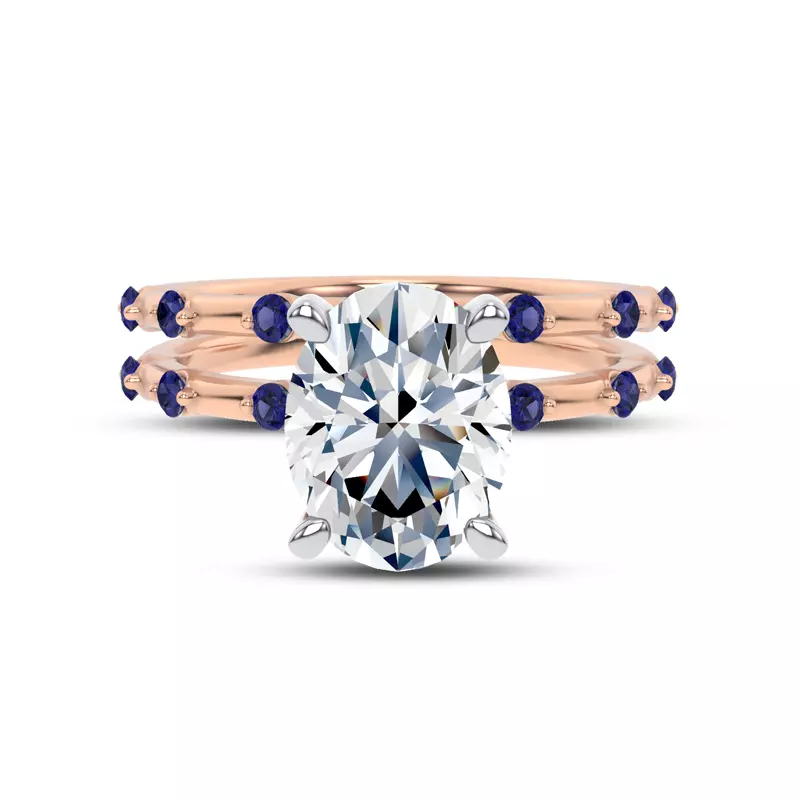 14K Rose Gold Starlight Spaced Blue Sapphire Band
