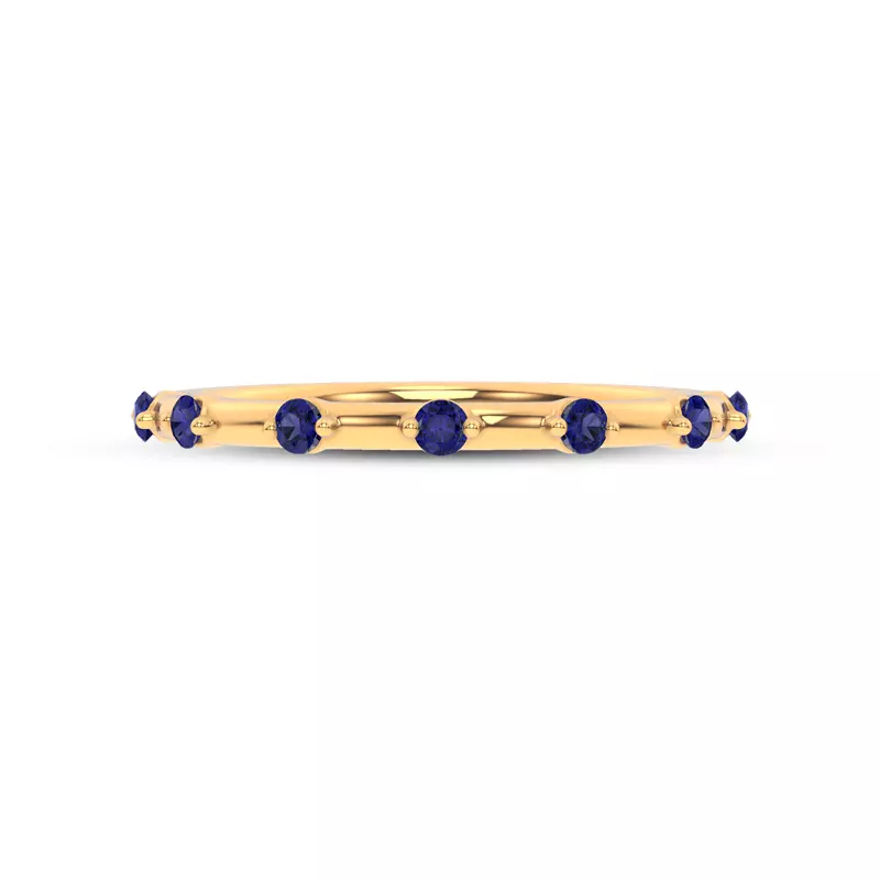 14K Yellow Gold Starlight Spaced Blue Sapphire Band