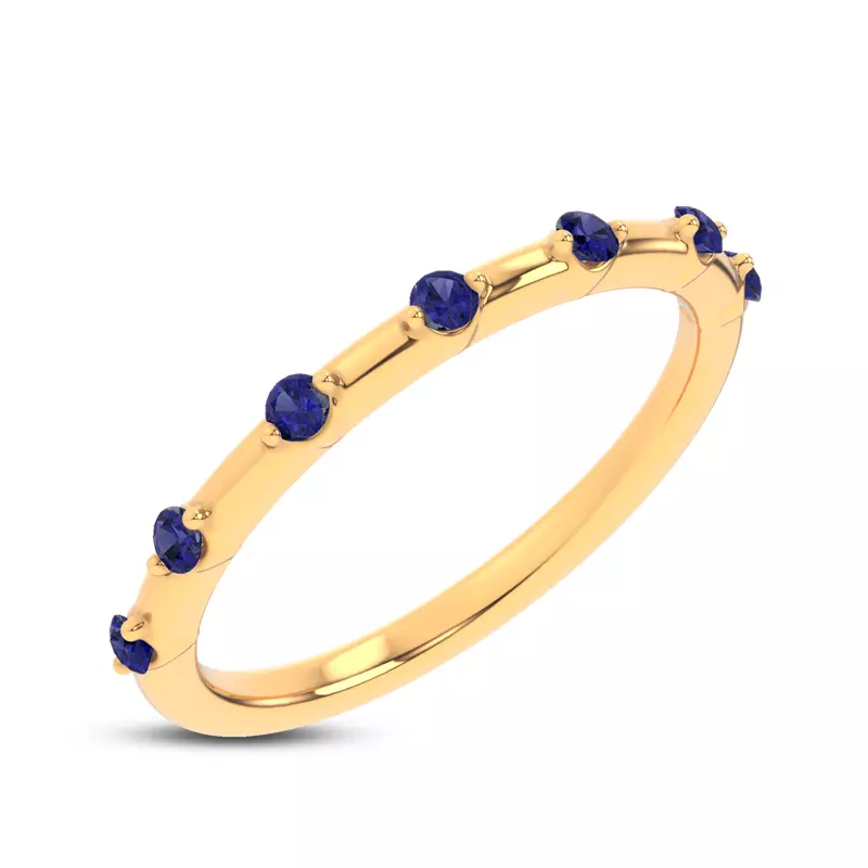 14K Yellow Gold Starlight Spaced Blue Sapphire Band