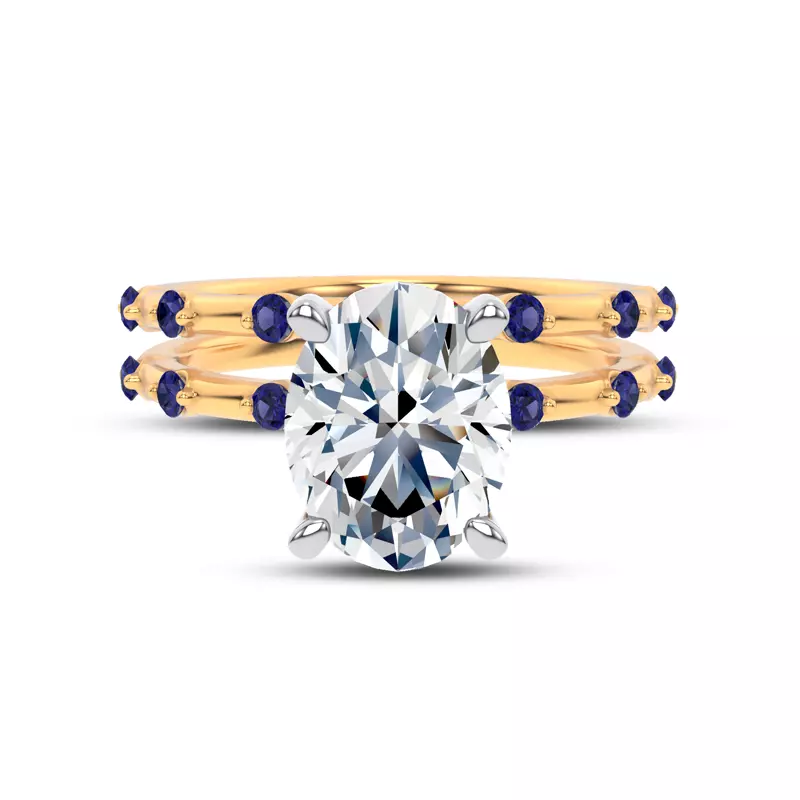 14K Yellow Gold Starlight Spaced Blue Sapphire Band