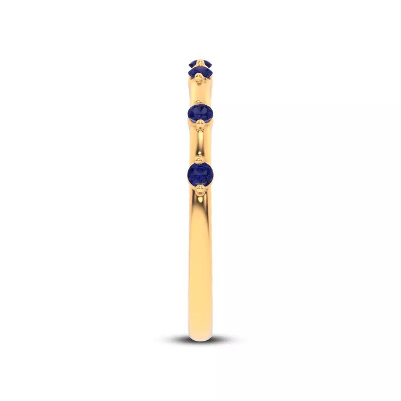 14K Yellow Gold Starlight Spaced Blue Sapphire Band