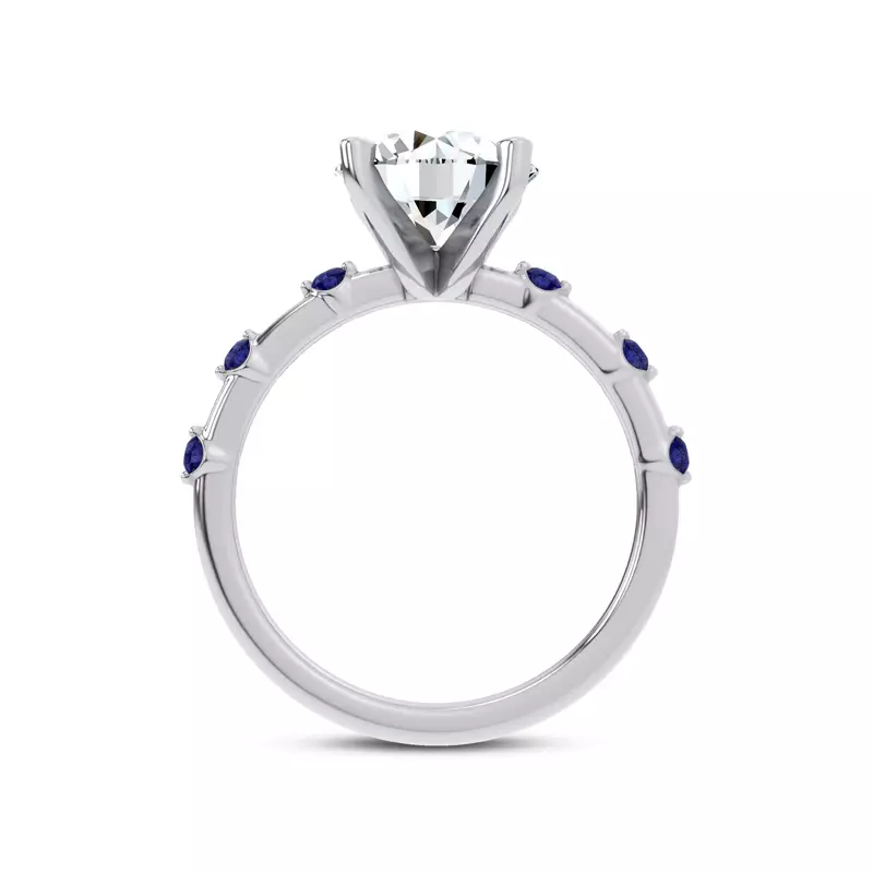 Platinum Starlight Spaced Blue Sapphire Engagement Ring