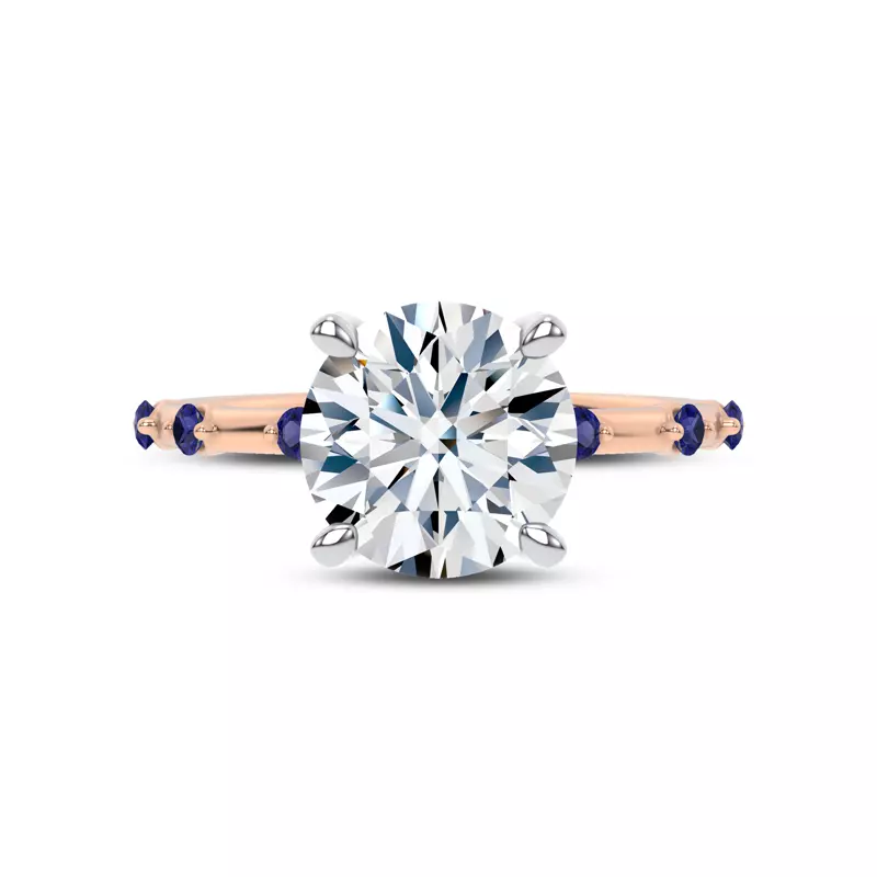 18K Rose Gold Starlight Spaced Blue Sapphire Engagement Ring
