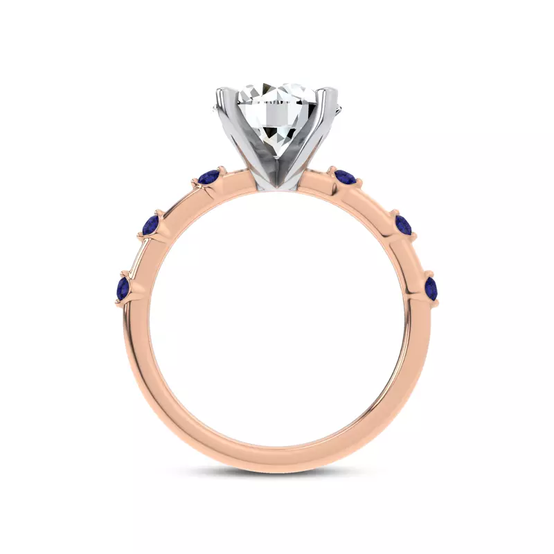 18K Rose Gold Starlight Spaced Blue Sapphire Engagement Ring