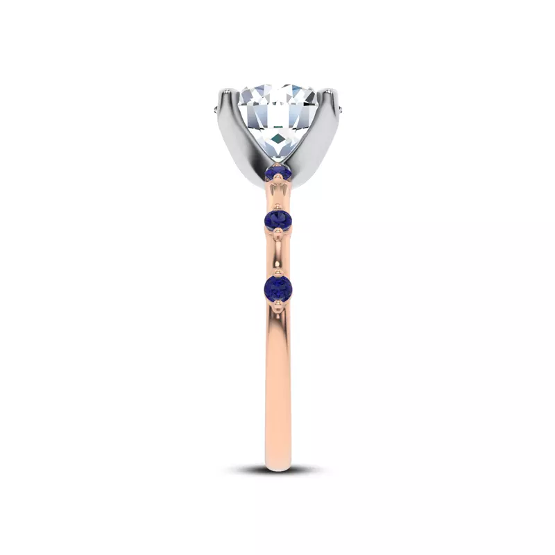 18K Rose Gold Starlight Spaced Blue Sapphire Engagement Ring