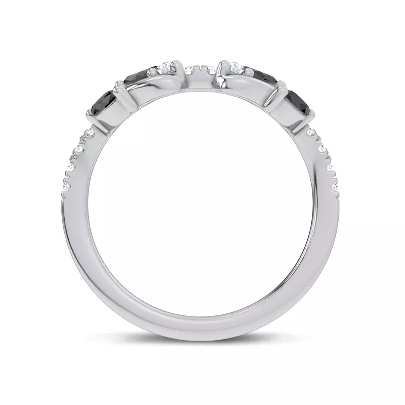 Platinum Hayden Curved Vine Black And White Diamond Band