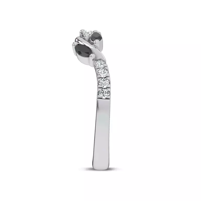 Platinum Hayden Curved Vine Black And White Diamond Band