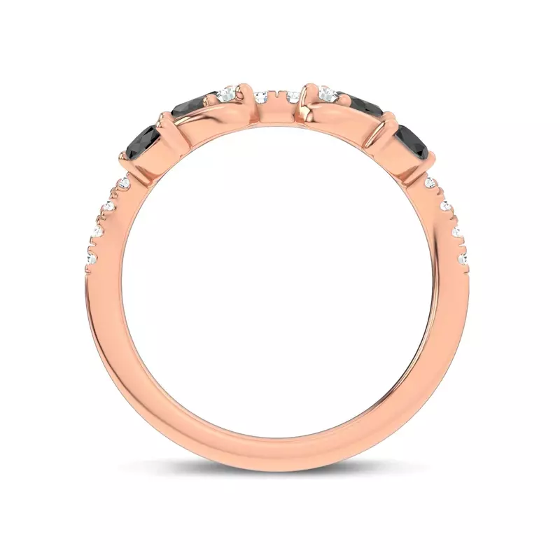 18K Rose Gold Hayden Curved Vine Black And White Diamond Band